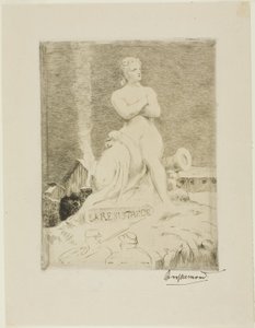 La statue de la Résistance par Falguière, planche quatre du Siège de Paris, 1870 - Félix Henri Bracquemond