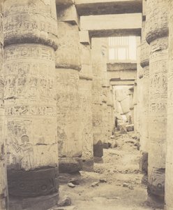Karnak Thèbes, Palais - Salle Hypostyle - Fenêtre et Chapiteaux - Félix Teynard