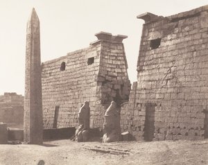Louksor Thèbes, Construction Antérieure - Pylône, Colosses et Obélisque, 1851-52, imprimé 1853-54 - Félix Teynard