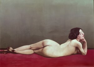 Nu couché sur tapis rouge