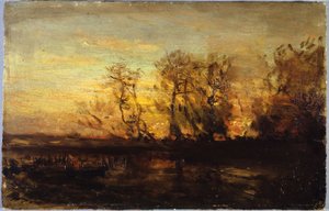 Coucher de soleil, entre 1850 et 1860 - Félix Ziem
