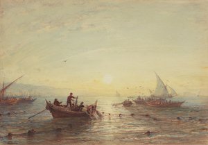 Pêche au thon au lever du soleil au large de la côte près de Marseille