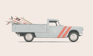 Voiture de ramassage avec planches de surf, 2019