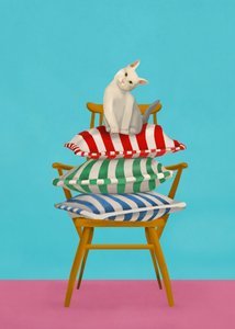 Un chat curieux sur des coussins - Flow Line