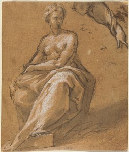 Nu assis avec draperie - Follower of Bartholomaeus Spranger