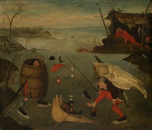 Duel grotesque sur la glace - Follower of Hieronymus Bosch
