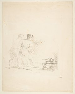 Hommes crachant sur un feu, vers 1820-1850 - Formerly attributed to Goya