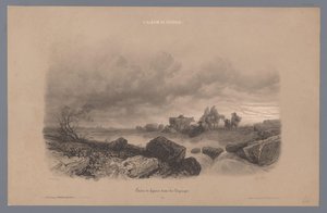 Voyageurs et vaches près d