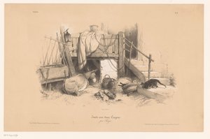 Étable avec un âne, un chat et une souris, Etude aux deux crayons, par Férogi (série) - Fortuné Ferogio