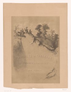 Page de titre avec paysage rocheux et voyageurs le long d