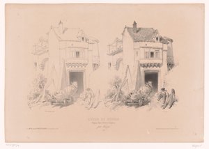 Conducteur de charrette avec cheval et chariot se reposant près d