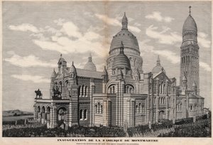 Inauguration de la Basilique du Sacré-Cœur à Montmartre en 1891 (apparence du monument après achèvement complet) - Gravure de Meaulle en 1891