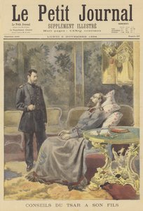 Le tsar mourant Alexandre III de Russie donnant des conseils à son fils