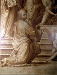 Le Grand Retable du Conseil, détail (jeune saint agenouillé)