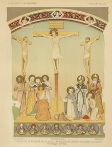 La Crucifixion de Jésus-Christ, fresque dans le couvent de San Marco, Florence (chromolithographie) - Fra (after) Angelico