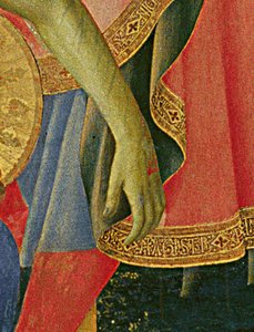Détail du retable de Santa Trinita, cadre et pinacles par Lorenzo Monaco (Piero di Giovanni) (c.1370-1425) terminé c.1434