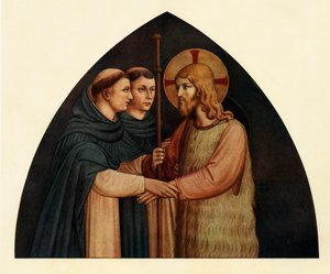Le Christ en pèlerin rencontré par deux dominicains, 15e siècle, vers 1909 - Fra Angelico