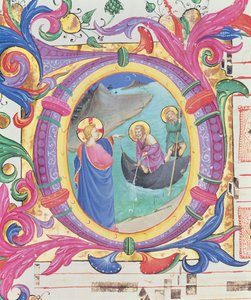 Missel 558 f.9r Initiale historiée O représentant la Pêche miraculeuse (détail)