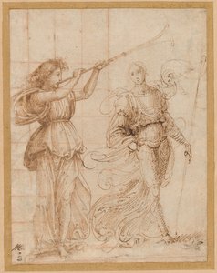 Un ange soufflant dans une trompette, et un autre tenant une bannière - Fra Bartolommeo