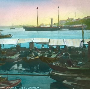 Marché flottant, Stockholm, Suède, fin 19e-début 20e siècle