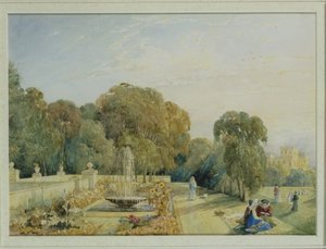Vue des jardins de Chatsworth, Derbyshire, c.1820