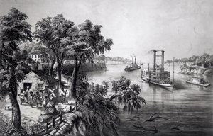Basse eau dans le Mississippi, publié par Currier and Ives, 1867