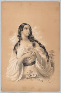 Femme tenant des fleurs, dans The New York Drawing Book, Containing a Series of Original Designs