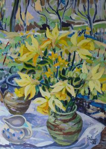 Premières jonquilles, 2024 (acrylique sur toile)