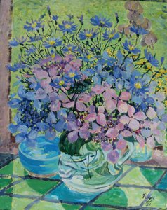 Hortensias et marguerites de Noël, 2021 (acrylique sur toile)