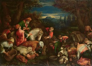Jacob et Laban au puits, 1590