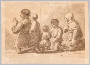 Une famille en prière - Francesco Bartolozzi