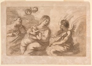 Vierge, Enfant, et Joseph avec un ange jouant du violon - Francesco Bartolozzi