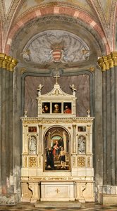 Transept nord, Autel de Saint Nicolas, Amigone et Frère Mabila 1495, Vierge en majesté et Enfant Sainte Anne Saints Nicolas de Tolentino et Jérôme, Francesco Casella 1510