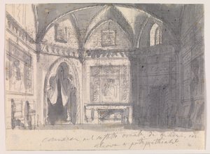 Salle avec voûtes gothiques et alcôve - Francesco Cocchi