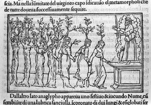 Gravure dans "Hypnerotomachia Polyphili" (le rêve de Poliphile) par le moine dominicain Francesco Colonna, Venise