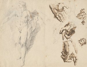 Apollon et études de la propre main de l