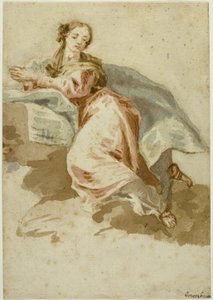 Figure féminine drapée en prière