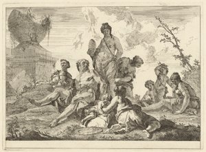 Vénus et Vulcain avec trois nymphes et trois cupidons - Francesco Fontebasso