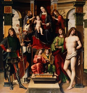 Madone avec Enfant, anges et saints, par Francesco Francia, église de San Giacomo Maggiore, Bologne, Italie