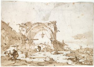 Un caprice avec une arche gothique en ruine - Francesco Guardi