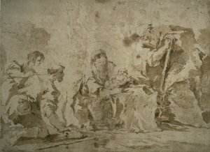 Adoration des bergers (recto) ; Trois croquis : Bâtiments au bord d