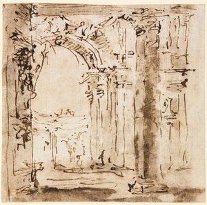 Paire de Dessins : Croquis du Labyrinthe de la Villa Pisani et Piazza San Marco..., 1773-1778 - Francesco Guardi