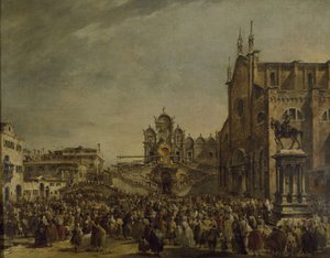 Le pape Pie VI bénissant la multitude sur le Campo SS. Giovanni et Paolo, XVIIIe siècle - Francesco Guardi