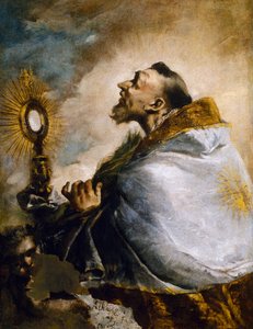 Saint en adoration de la Sainte Eucharistie ou Saint Norbert en extase