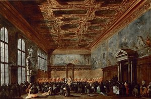 Le Doge de Venise donnant audience dans la Sala del Collegio au Palais des Doges