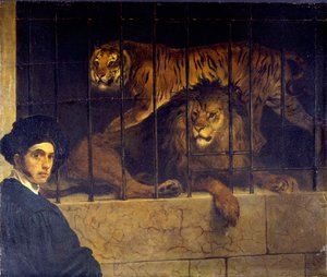 Autoportrait au tigre et au lion - Francesco Hayez