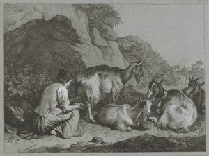 Bergère avec troupeau de chèvres - Francesco Londonio