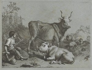 Jeune berger avec deux bœufs et trois moutons
Scènes pastorales (titre de la série)