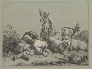 Paysanne endormie et fileuse debout, 1763 - Francesco Londonio