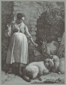 Femme filant du fil près d